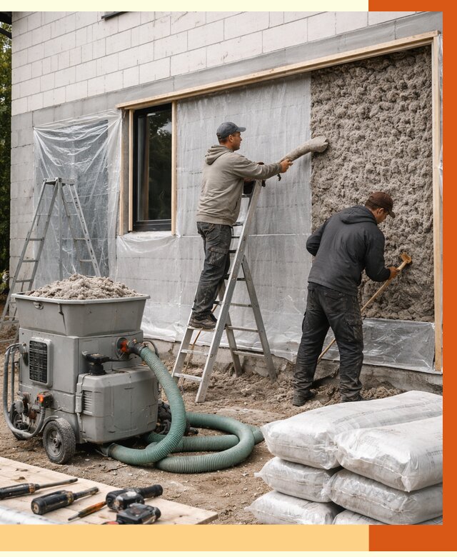 Утепление дома из газобетона эковатой в Омске от 4666 руб./м2 | ТепломастерОмс